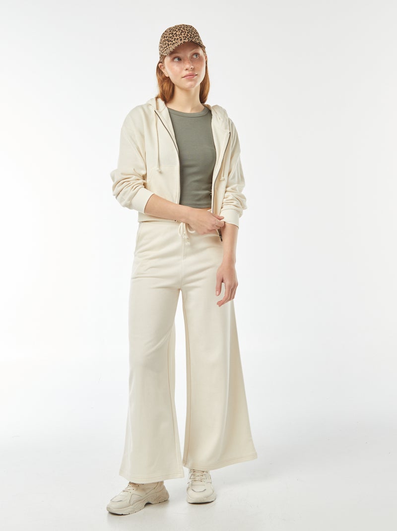 Sudadera cropped con capucha Beige - Kiabi