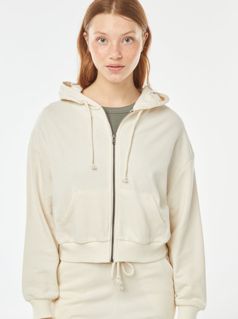 Sudadera cropped con capucha Beige - Kiabi