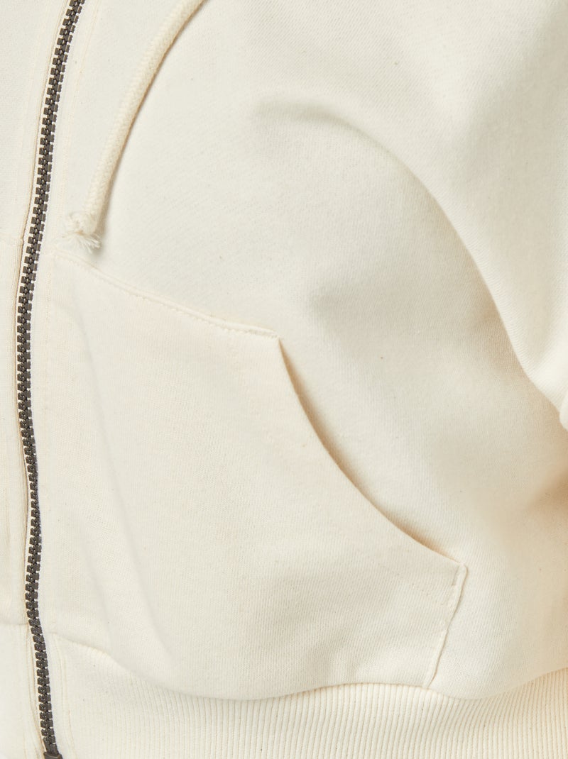 Sudadera cropped con capucha Beige - Kiabi