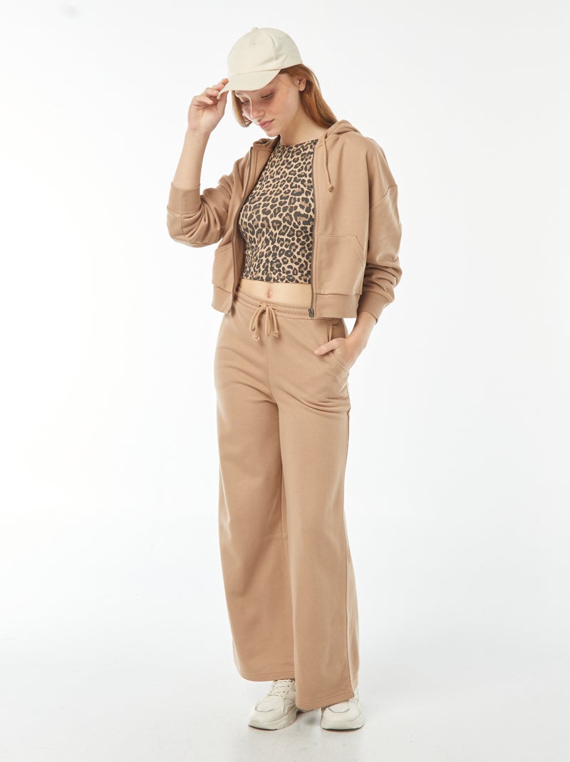 Sudadera cropped con capucha Beige - Kiabi