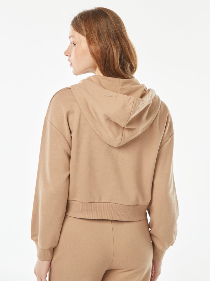 Sudadera cropped con capucha Beige - Kiabi