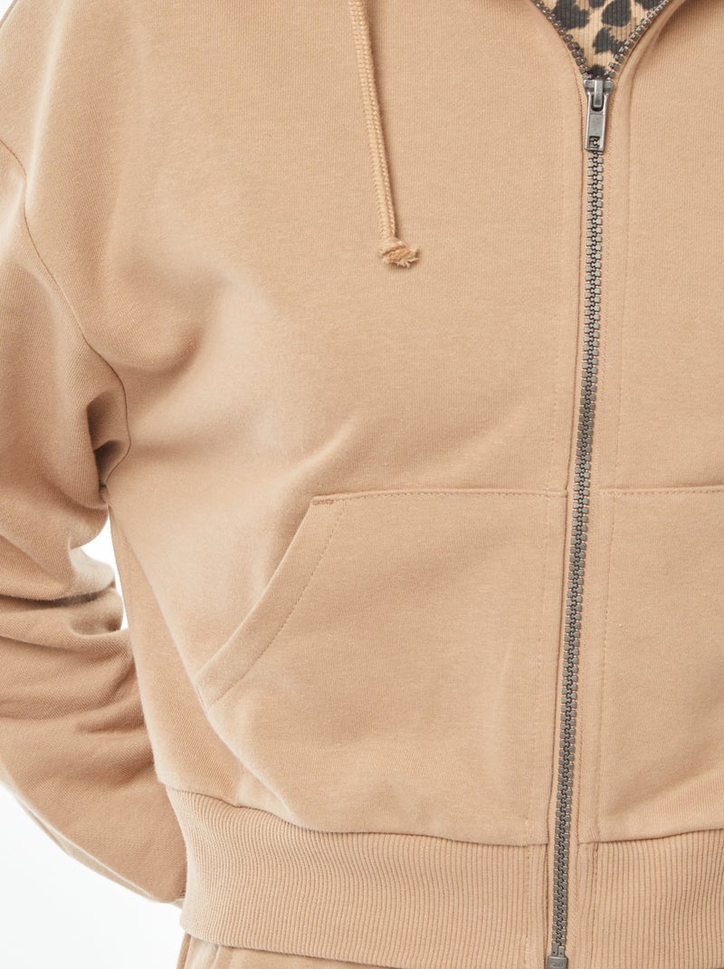 Sudadera cropped con capucha Beige - Kiabi