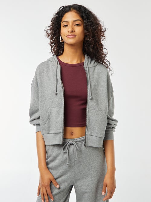 Sudadera cropped con capucha - Kiabi