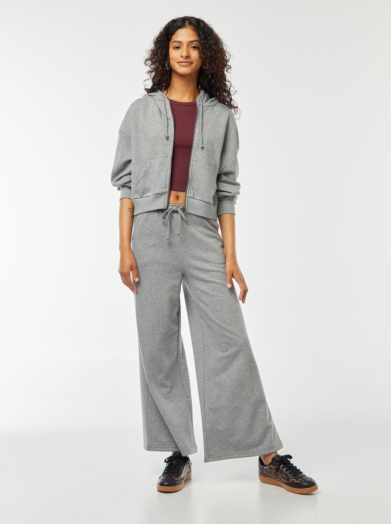 Sudadera cropped con capucha Gris - Kiabi