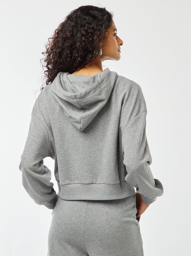 Sudadera cropped con capucha Gris - Kiabi
