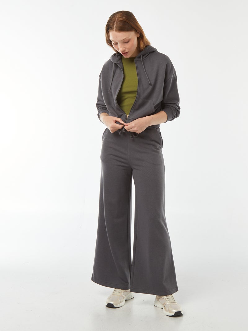 Sudadera cropped con capucha Gris - Kiabi