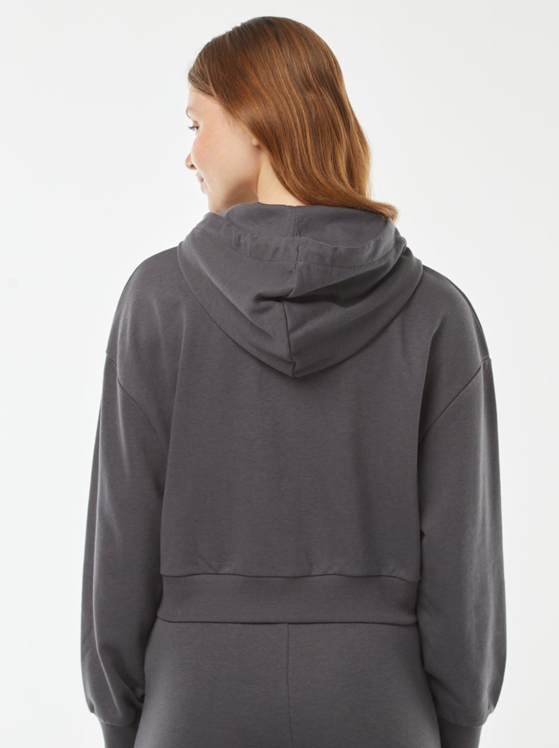 Sudadera cropped con capucha Gris - Kiabi