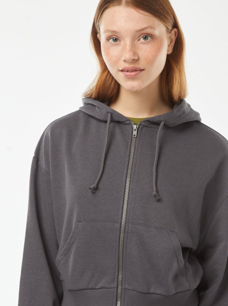 Sudadera cropped con capucha Gris - Kiabi