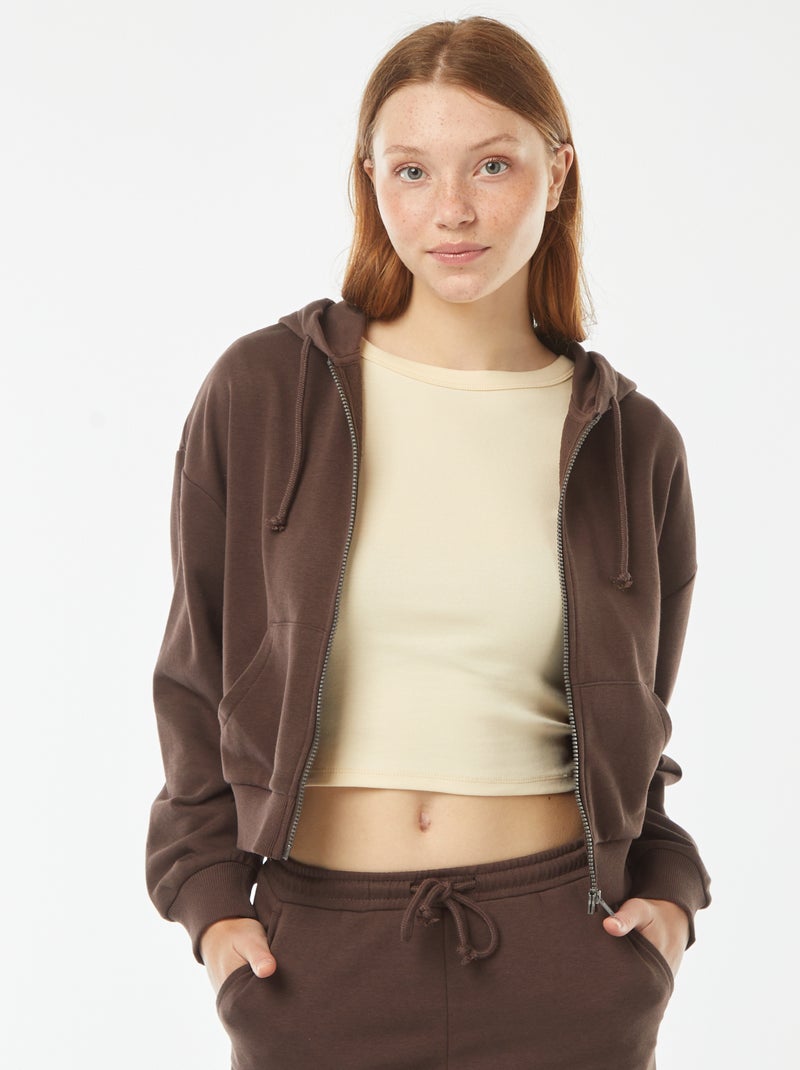 Sudadera cropped con capucha Marron - Kiabi