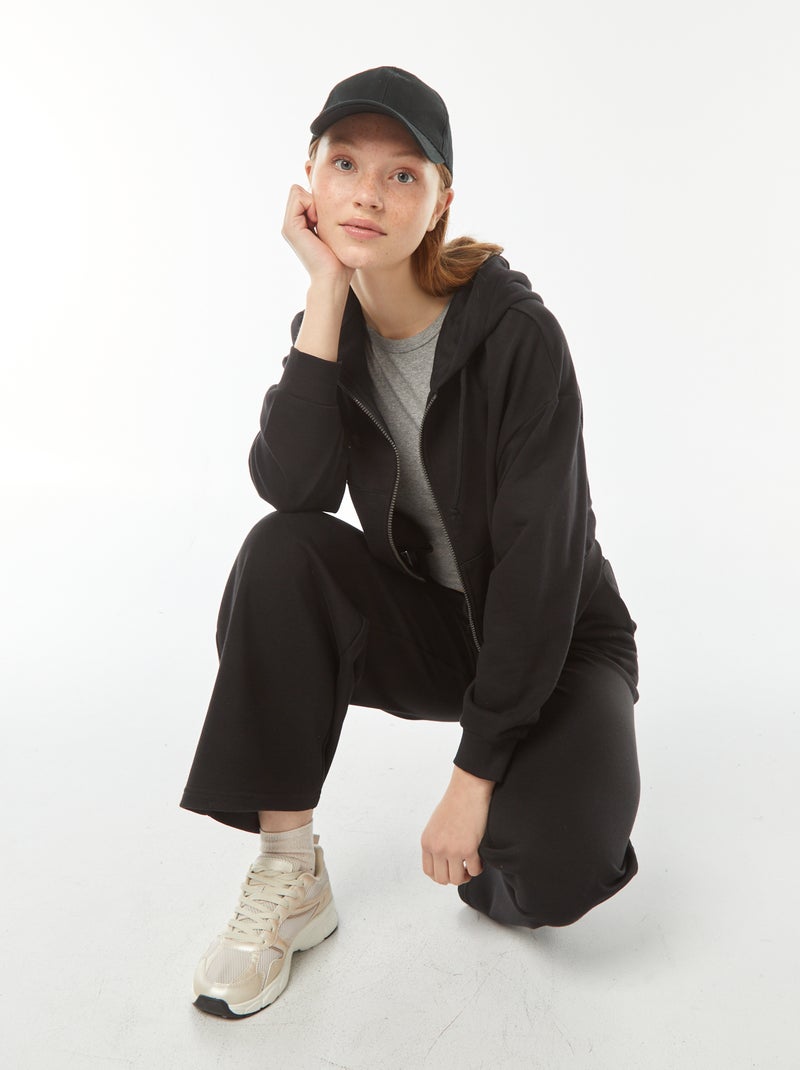 Sudadera cropped con capucha negro - Kiabi