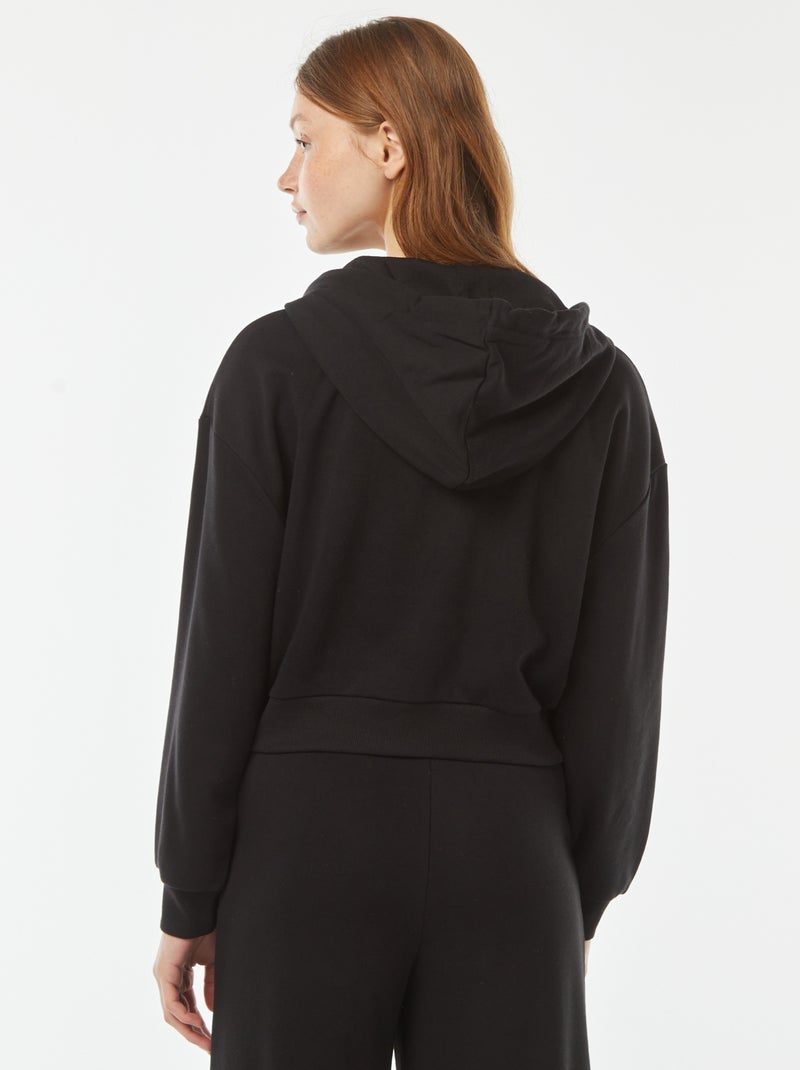 Sudadera cropped con capucha negro - Kiabi