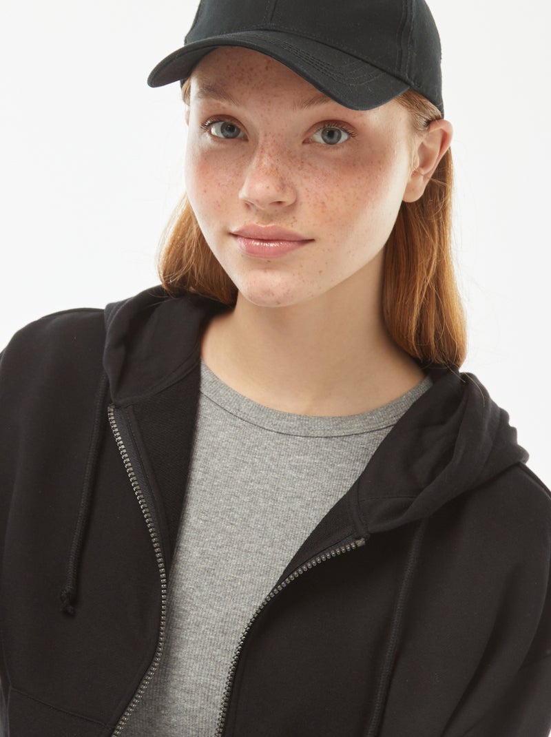 Sudadera cropped con capucha negro - Kiabi