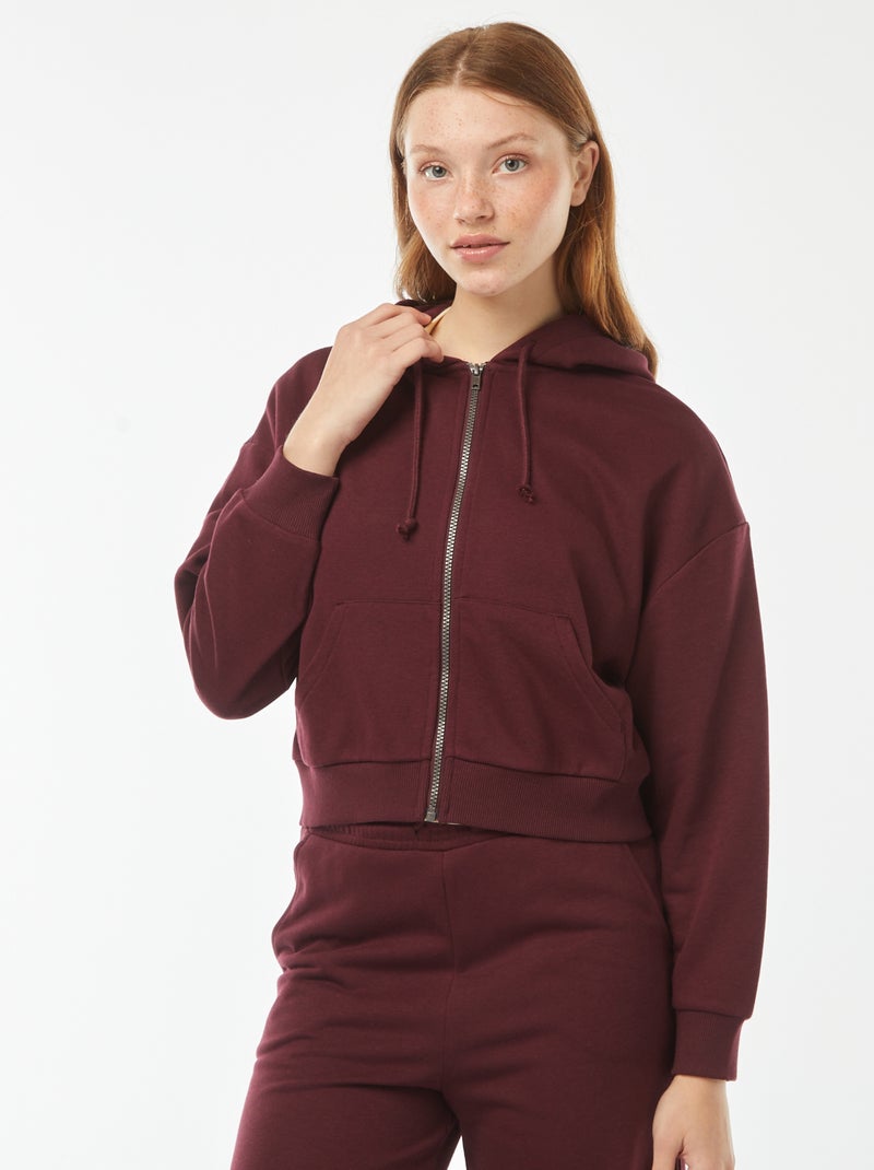 Sudadera cropped con capucha rojo - Kiabi