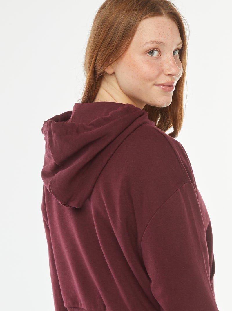 Sudadera cropped con capucha rojo - Kiabi