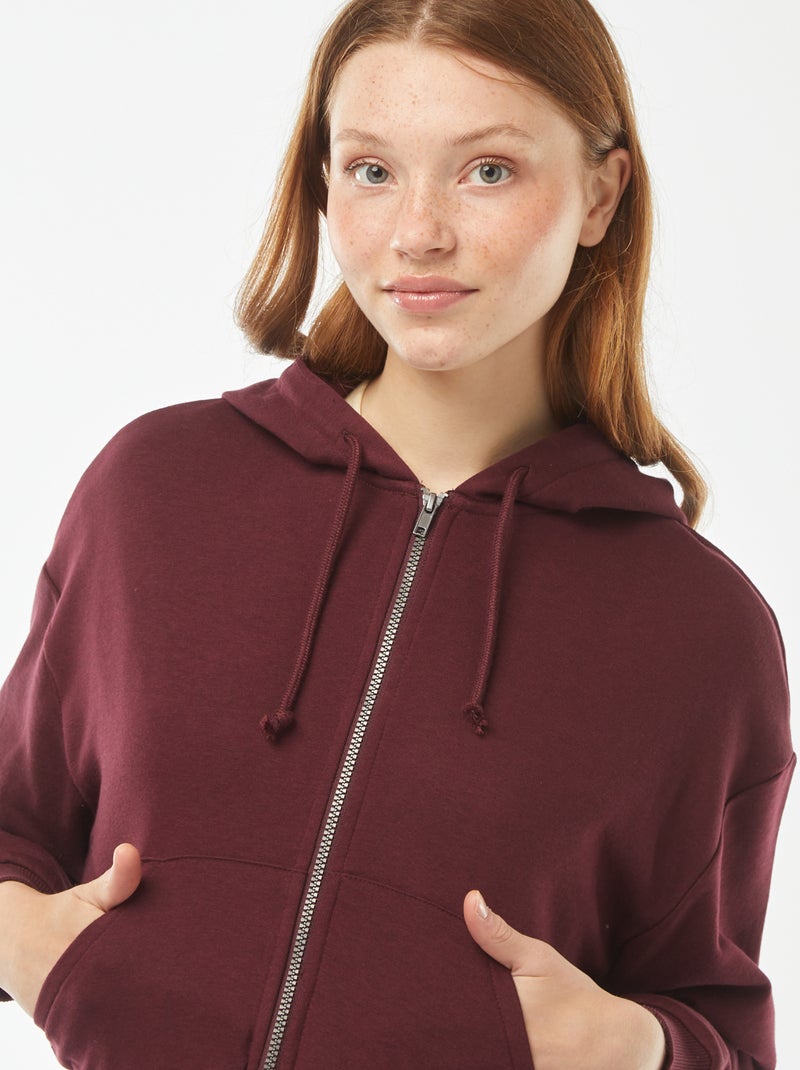 Sudadera cropped con capucha rojo - Kiabi