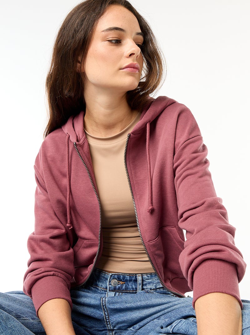 Sudadera cropped con capucha Rosa - Kiabi