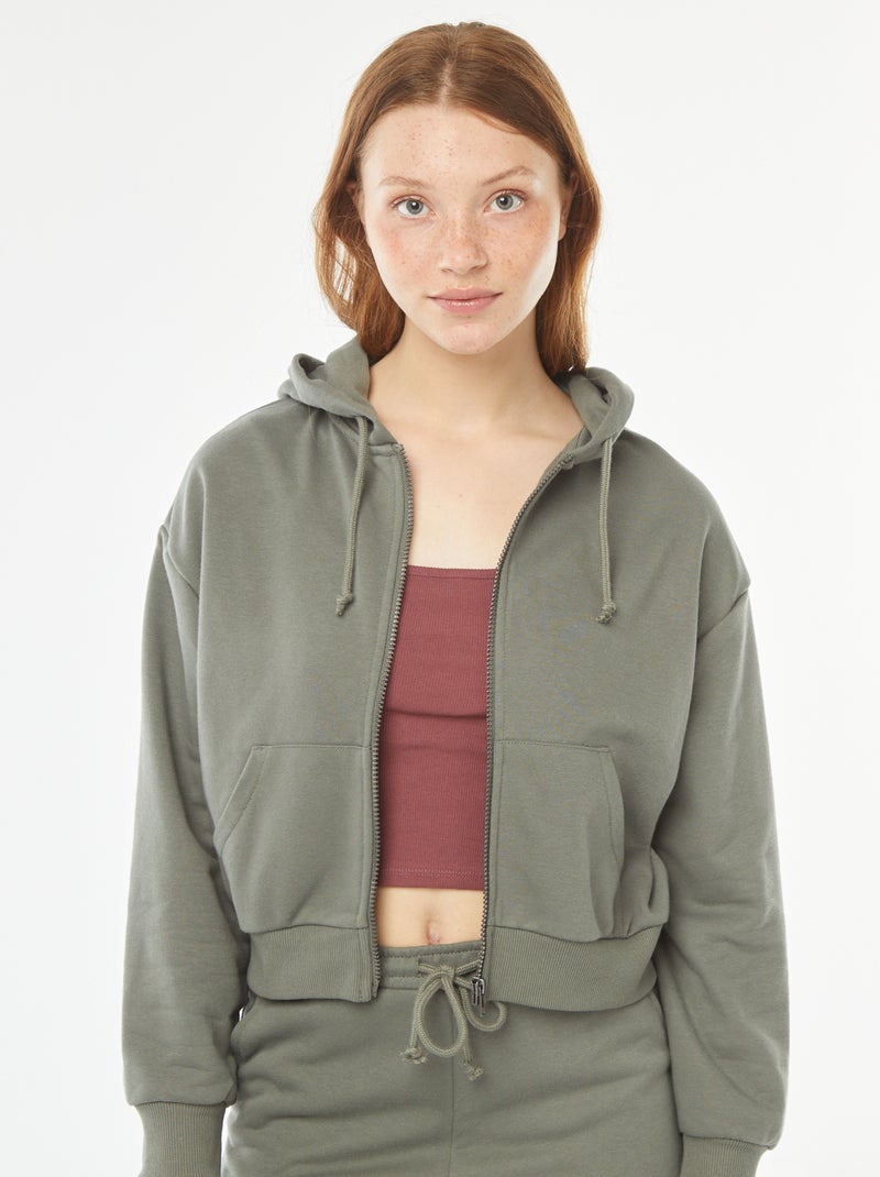Sudadera cropped con capucha Verde - Kiabi