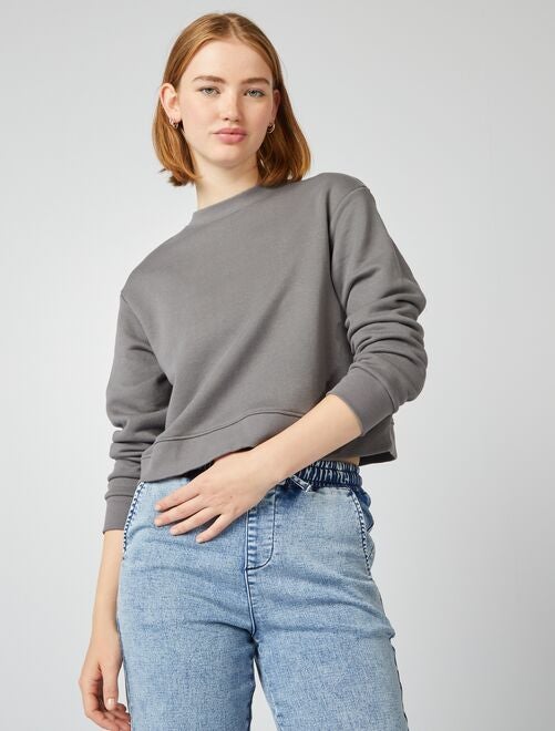 Sudadera cropped con cuello redondo - Kiabi