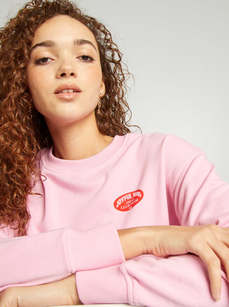 Sudadera cropped con cuello redondo ROSA - Kiabi