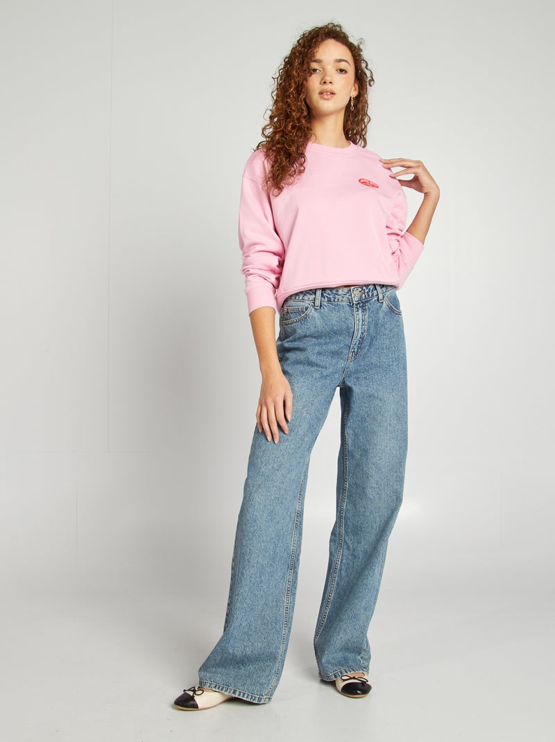 Sudadera cropped con cuello redondo ROSA - Kiabi