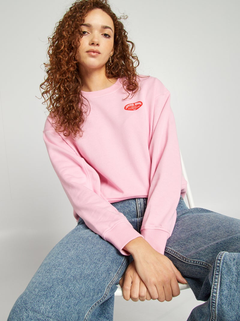 Sudadera cropped con cuello redondo ROSA - Kiabi