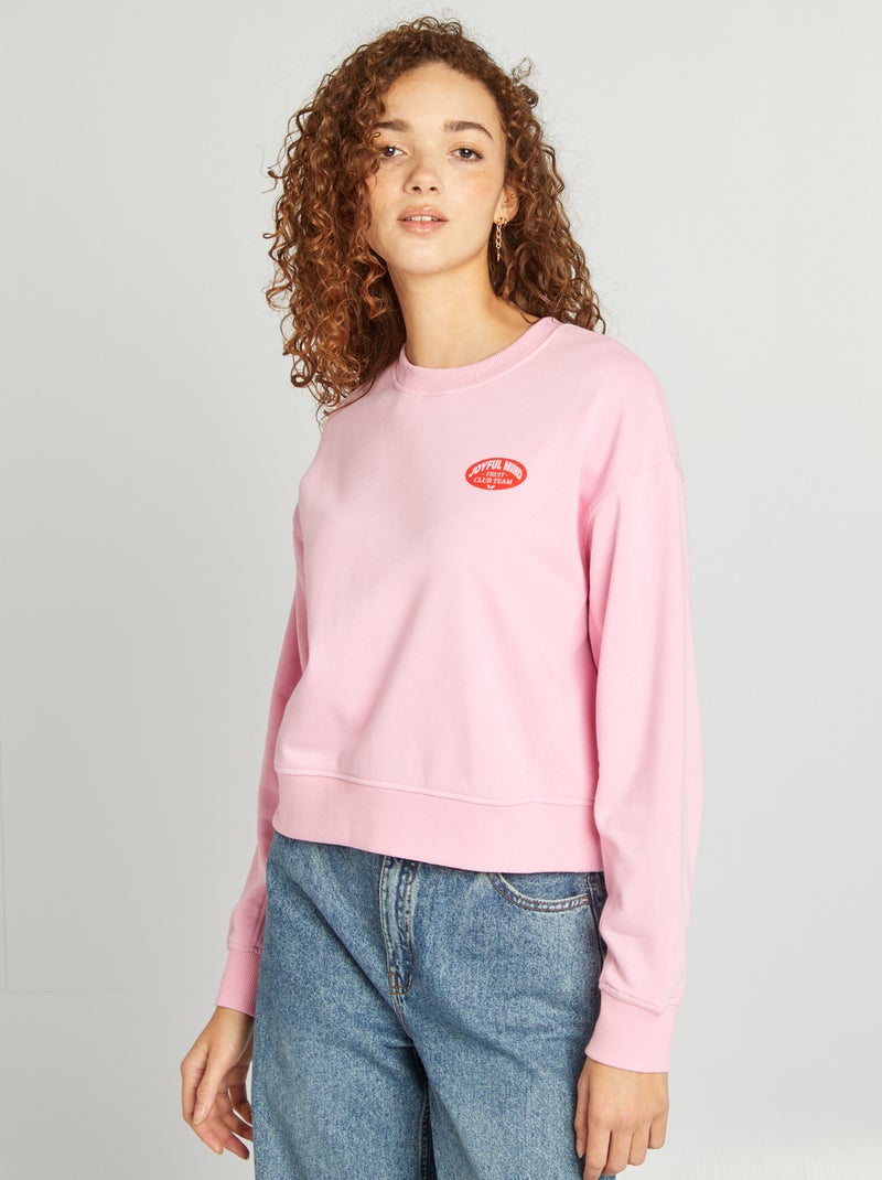 Sudadera cropped con cuello redondo ROSA - Kiabi