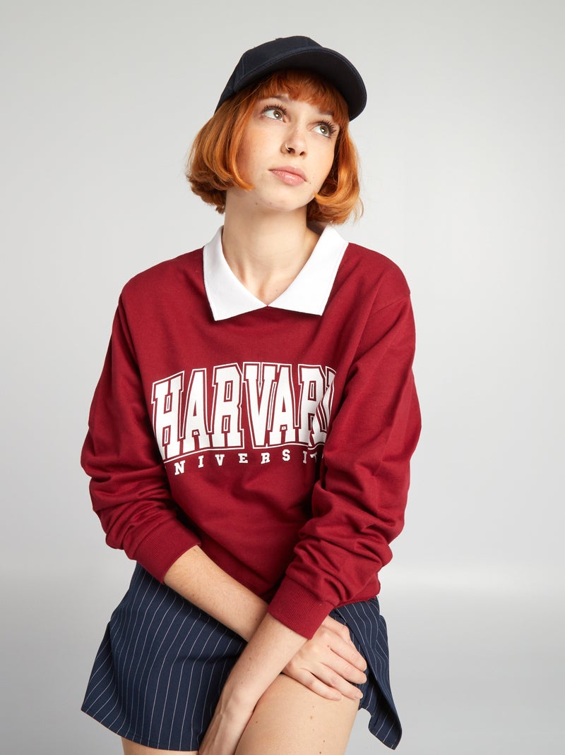 Sudadera cropped de chándal ROJO - Kiabi