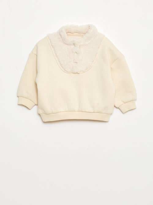 Sudadera cuello alto efecto borreguito - Kiabi