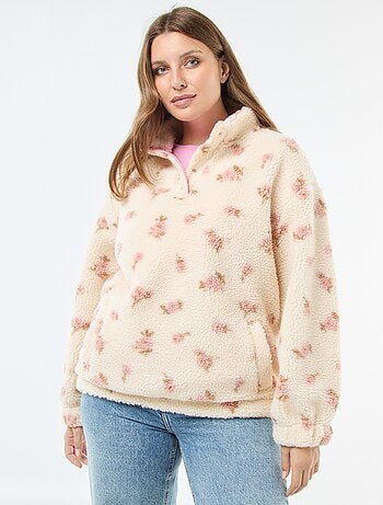 Sudadera cuello camionero efecto borreguito