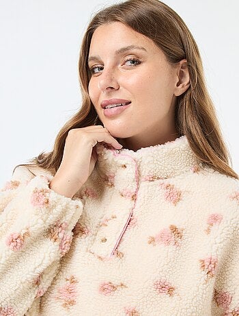 Sudadera cuello camionero efecto borreguito