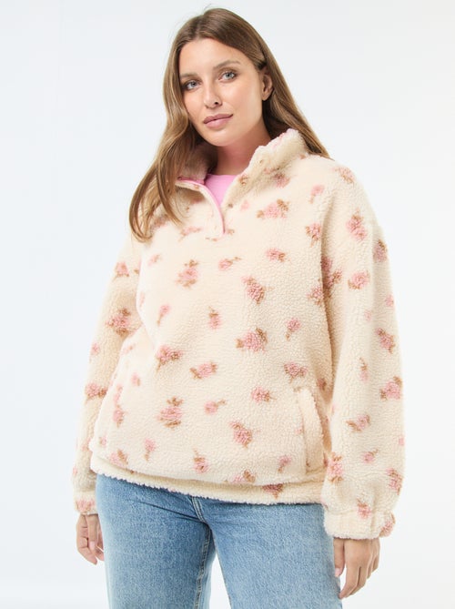 Sudadera cuello camionero efecto borreguito - Kiabi