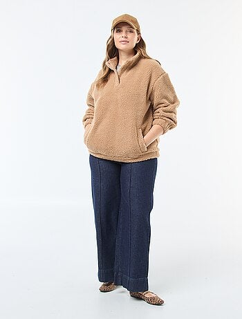 Sudadera cuello camionero efecto borreguito