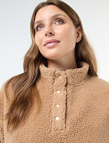 Sudadera cuello camionero efecto borreguito