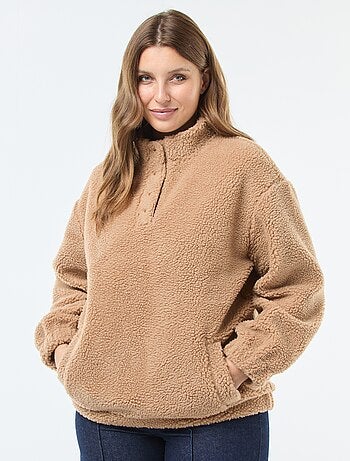 Sudadera cuello camionero en sherpa