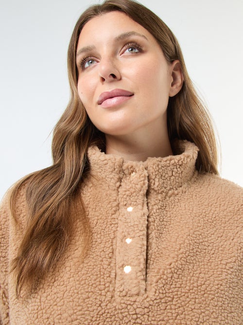 Sudadera cuello camionero en sherpa - Kiabi