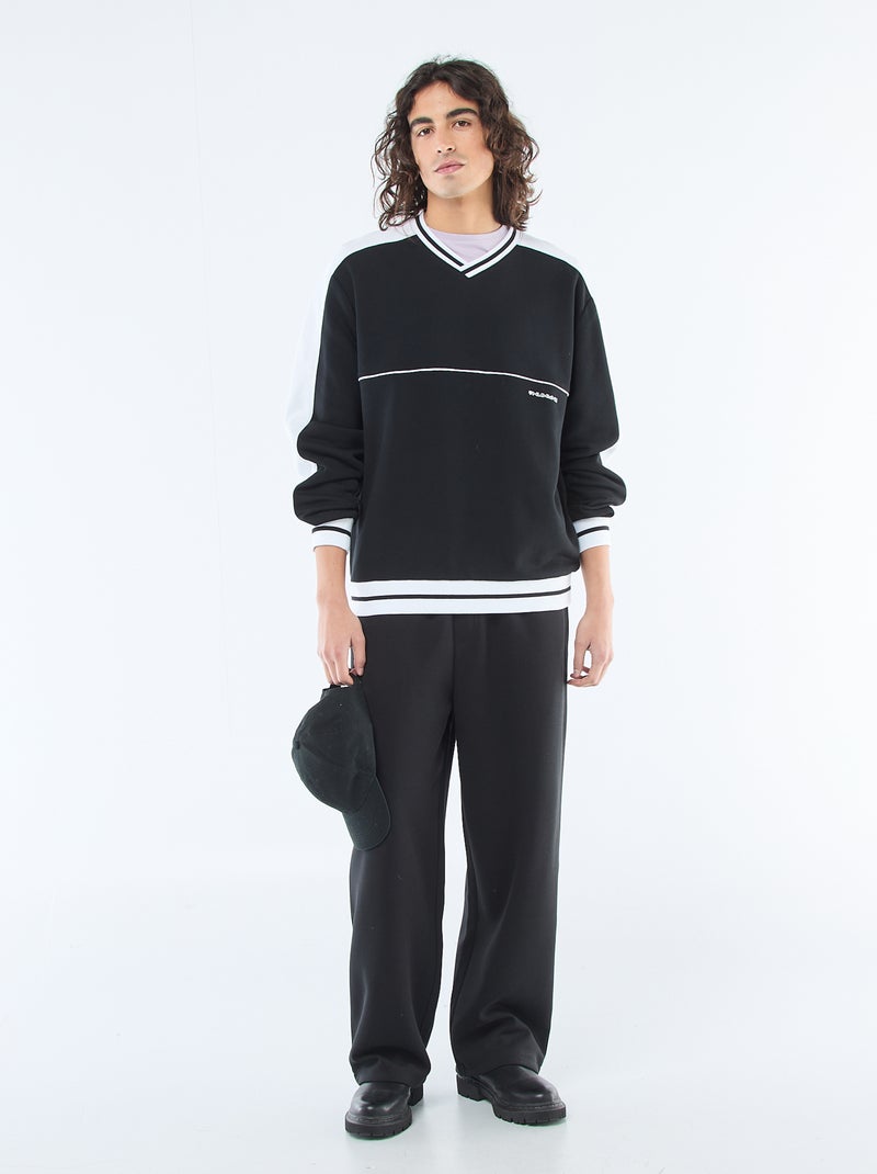 Sudadera cuello en V de felpa Negro - Kiabi