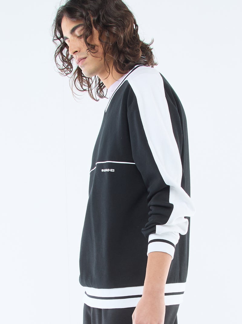 Sudadera cuello en V de felpa Negro - Kiabi