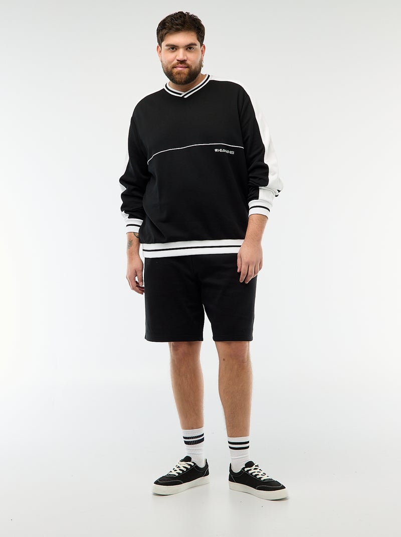 Sudadera cuello en V de felpa Negro - Kiabi