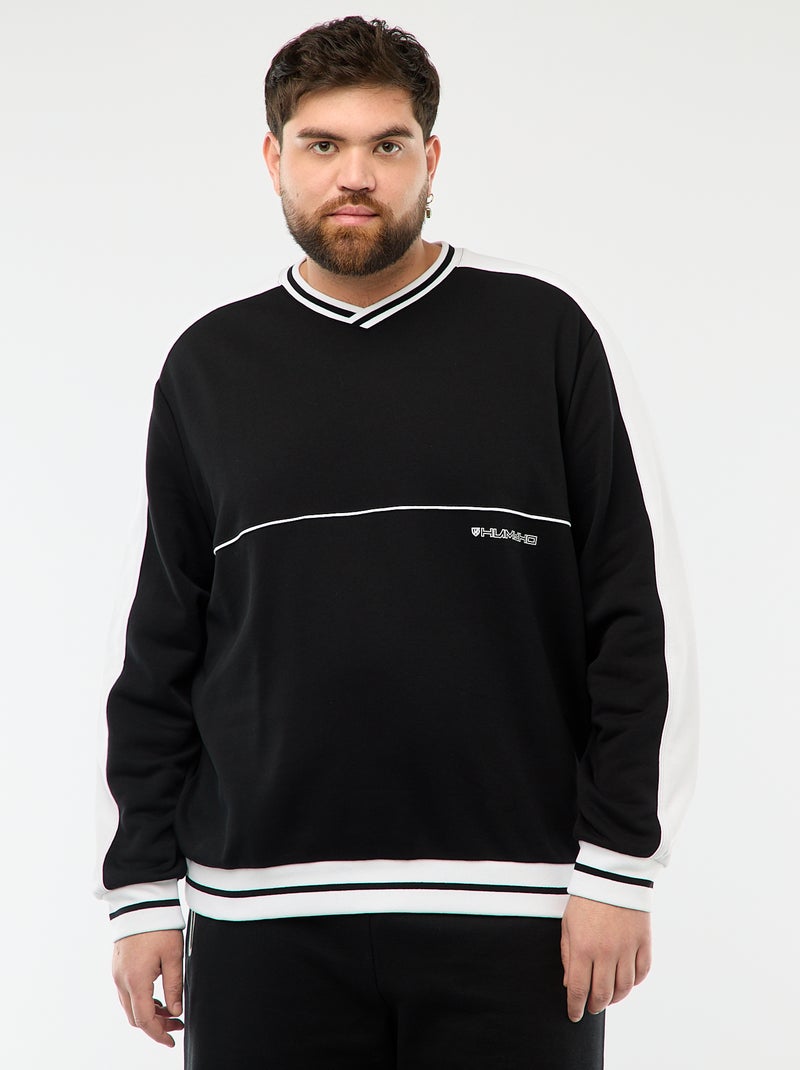 Sudadera cuello en V de felpa Negro - Kiabi