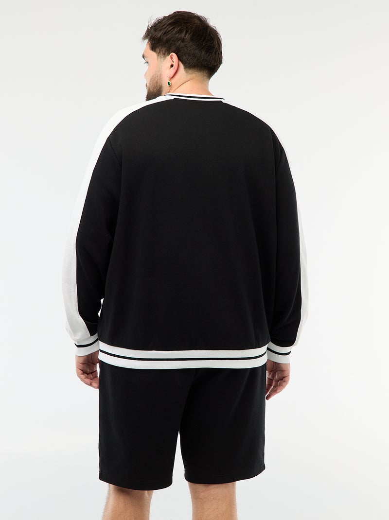 Sudadera cuello en V de felpa Negro - Kiabi