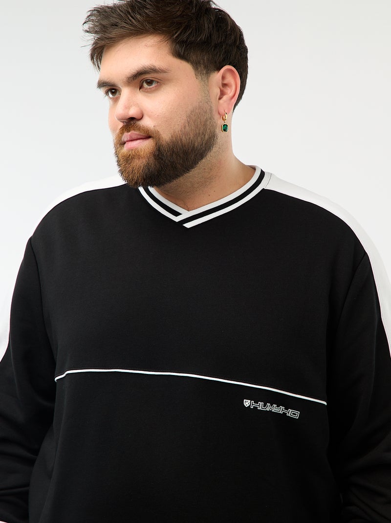 Sudadera cuello en V de felpa Negro - Kiabi