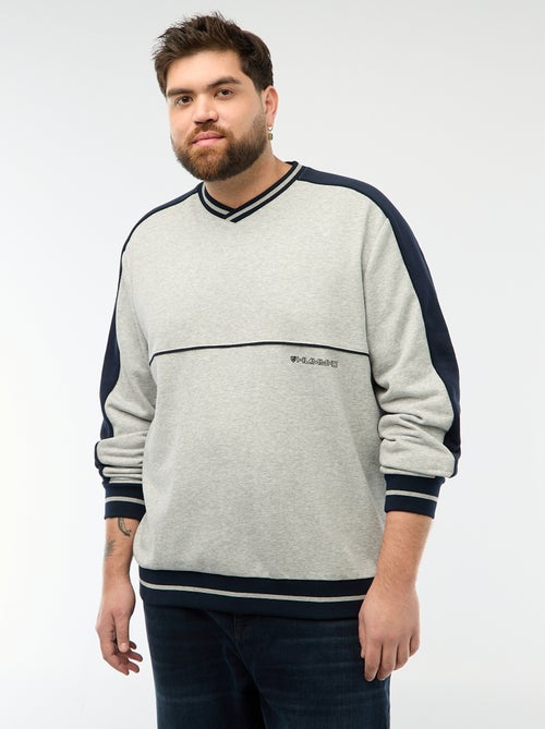 Sudadera cuello en V en felpa - Kiabi