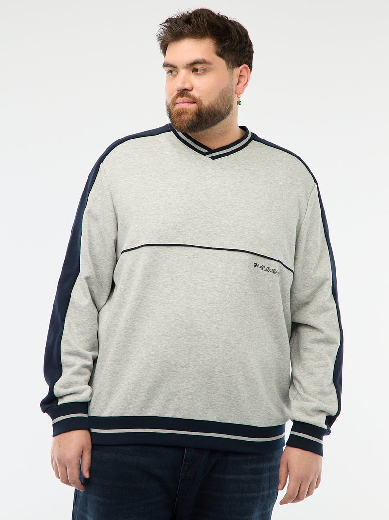 Sudadera cuello en V en felpa Gris - Kiabi