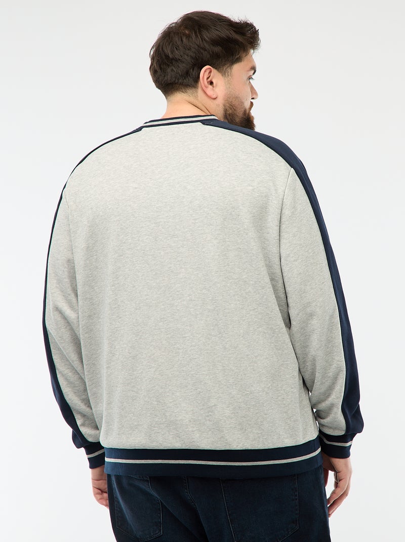 Sudadera cuello en V en felpa Gris - Kiabi