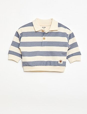 Sudadera cuello polo a rayas