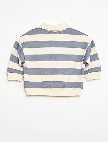 Sudadera cuello polo a rayas