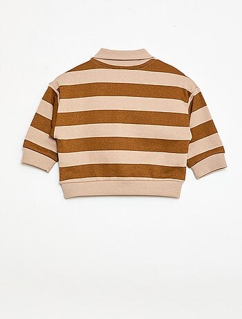 Sudadera cuello polo a rayas