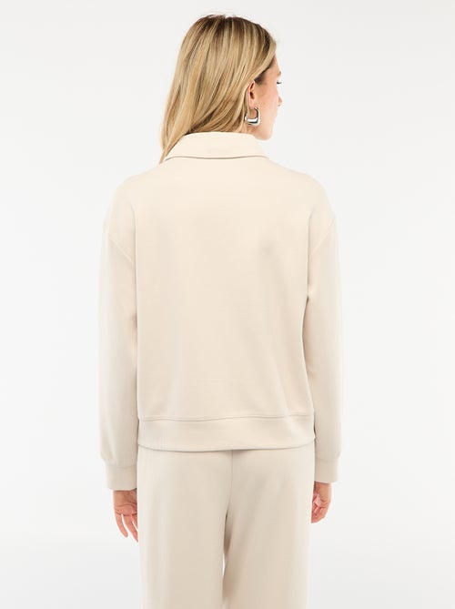 Sudadera cuello polo con cremallera - Kiabi