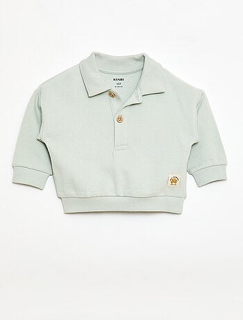 Sudadera cuello polo a rayas