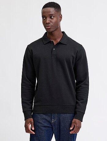 Sudadera cuello polo lisa